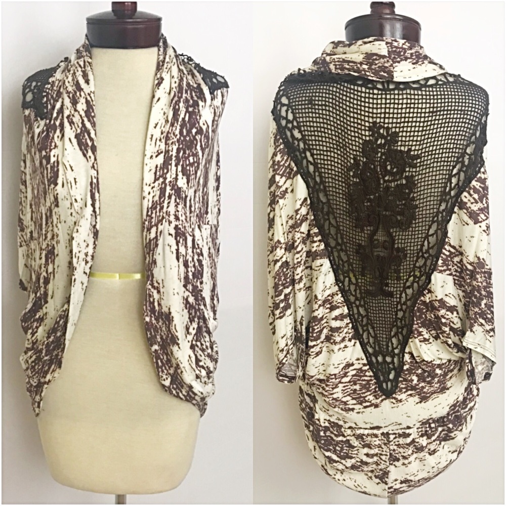 Flirty Lace Back Cardigan Sweater XS - Picture 4 of 6